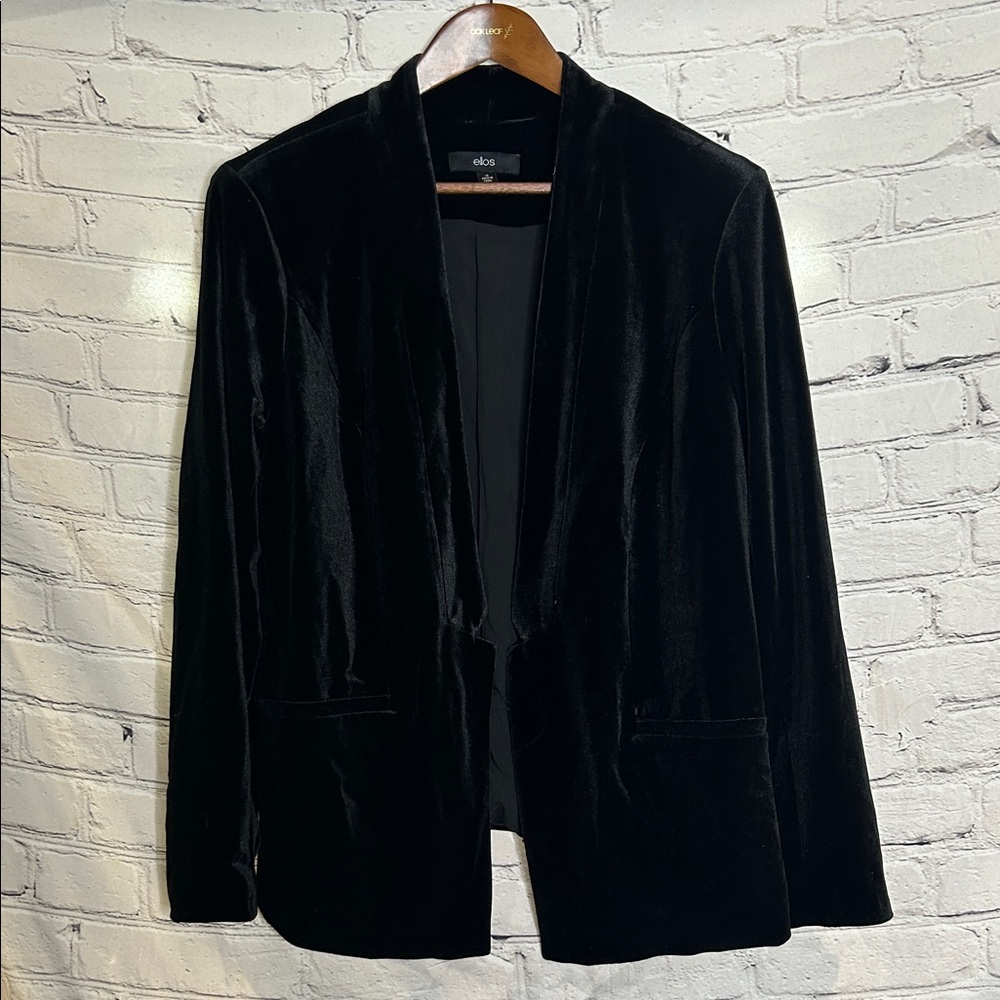 Ellos Black Velvet Jacket Size 18 Excellent Condition